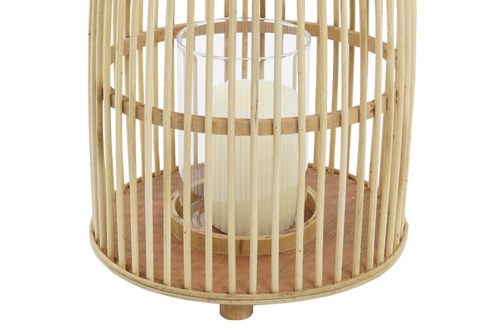 DKD Home Decor Portavelas Bambú y Cristal Marrón