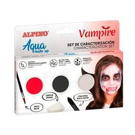 Alpino Set De Maquillaje Al Agua Caracterización Vampiro Con 3 Colores, Pincel Y Esponja