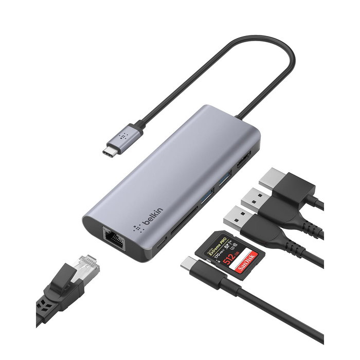 Belkin AVC008BTSGY Base para portátil y replicador de puertos 6 en 1 Negro, Gris Belkin AVC008BTSGY Base para portátil y replicador de puertos 6 en 1 Negro, Gris