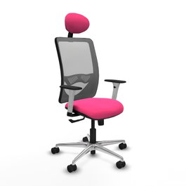 PIQUERAS Y CRESPO Silla de oficina Zulema Rosa y Gris con Mecanismo Sincro
