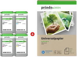 Prindo Green XL Value Pack Negro, Cian, Magenta, Amarillo - 6.800 Páginas