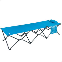 Aktive Cama de camping plegable azul marino con cojín