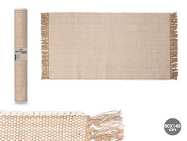 Giftdecor Alfombra Artesanal Beige Natural 140 x 80 cm Poliéster Algodón (Set de 6)