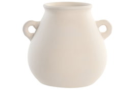 DKD Home Decor Jarrón de Terracota Artesanal con Asas, Crudo