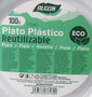 Algon Set 100 Platos Redondos Plástico Ecológico 17 cm (10 Unidades)