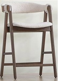 DKD Home Decor Taburete de Madera de Caucho Bucle Blanco y Marrón