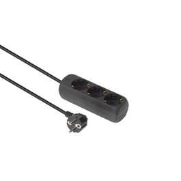 MicroConnect Regleta con 3 tomas Schuko 5M Negro