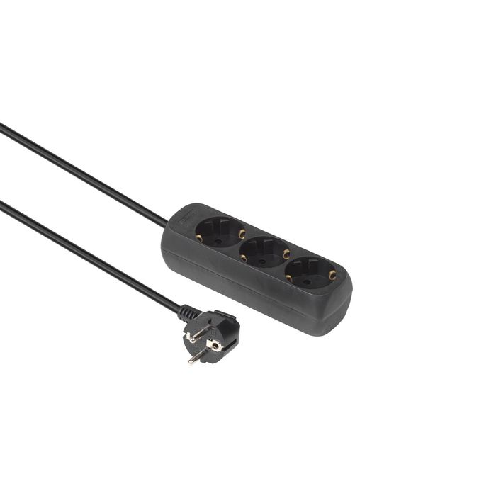 MicroConnect Regleta con 3 tomas Schuko 5M Negro MicroConnect Regleta con 3 tomas Schuko 5M Negro