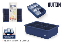 Inde Cubitera Flexible de Silicona para 6 Cubitos de Hielo Lua Quttin, 16.5x11.3x5 cm (24 Unidades)