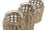 DKD Home Decor Set de 3 Jarrones de Cristal y Fibra Natural