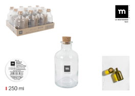 La Mediterranea Botella Frasca Redonda 250 ml con Tapa de Corcho (36 Unidades)