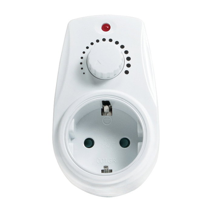 LogiLink PA0151 Regulador de Intensidad Dimerizable Montable para Euroenchufe, Control Giratorio, Blanco
