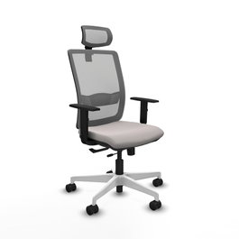 PIQUERAS Y CRESPO Silla de oficina Haches con mecanismo Sincro/Traslack, Blanco y Gris