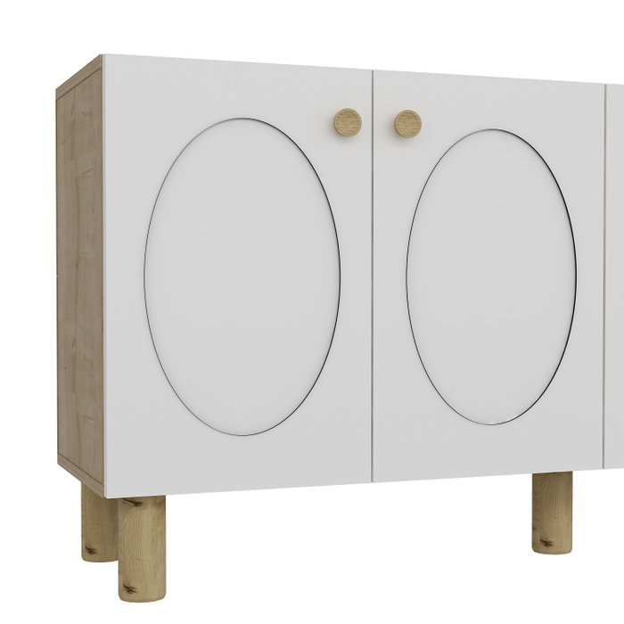 Hanah Home Consola Roble Zafiro, Blanco - 150 cm Ancho