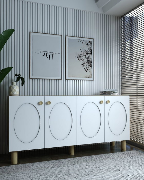 Hanah Home Consola Roble Zafiro, Blanco - 150 cm Ancho