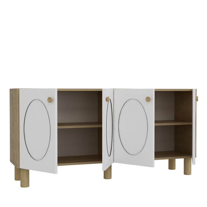 Hanah Home Consola Roble Zafiro, Blanco - 150 cm Ancho