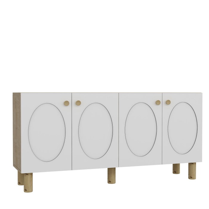 Hanah Home Consola Roble Zafiro, Blanco - 150 cm Ancho