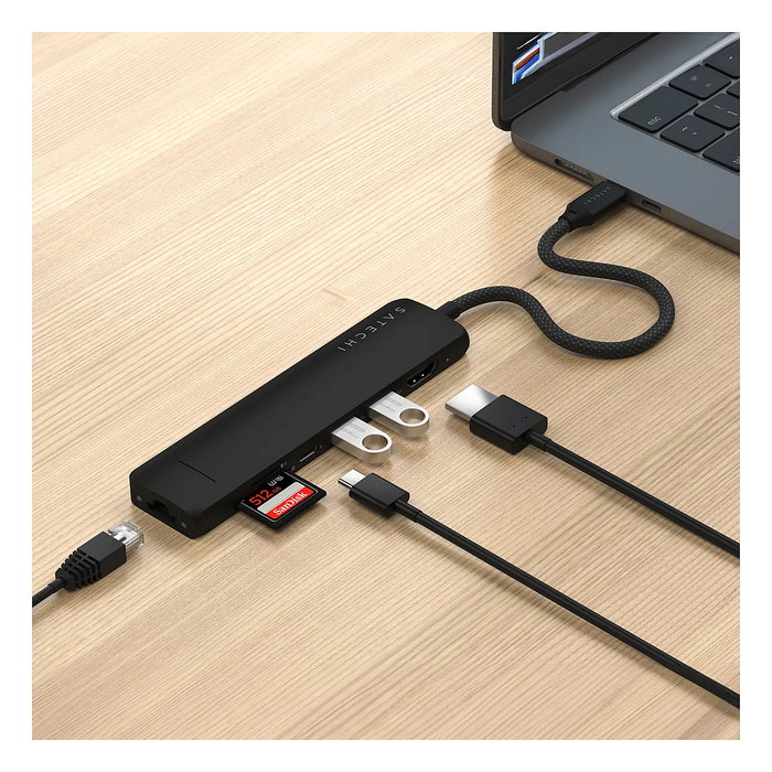 Satechi USB-C Slim Multi-Port Hub (7 en 1) - Schwarz - ST-P7SK