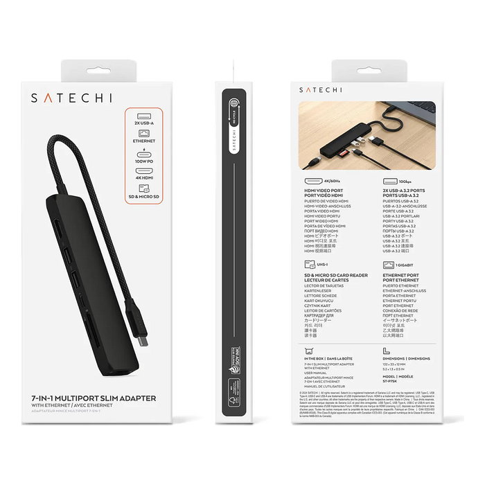 Satechi USB-C Slim Multi-Port Hub (7 en 1) - Schwarz - ST-P7SK