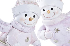 DKD Home Decor Figura Navidad Fantasia Resina Rosa Blanco 13.5 x 24.5 x 15 cm (2 Unidades)