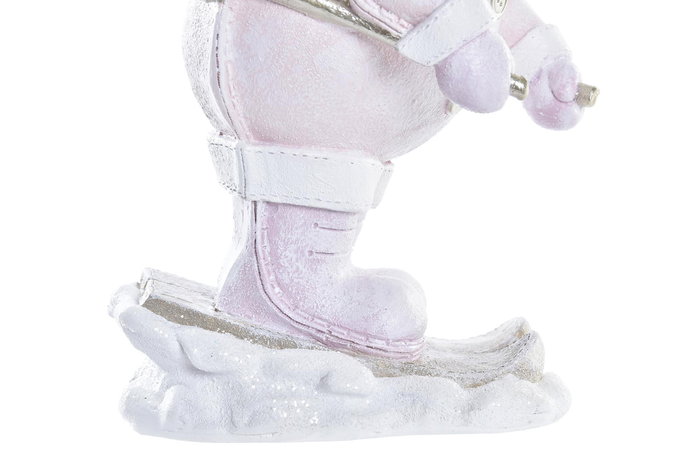 DKD Home Decor Figura Navidad Fantasia Resina Rosa Blanco 13.5 x 24.5 x 15 cm (2 Unidades)