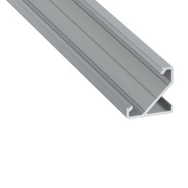KIMERA-BARDE Perfil de Aluminio Anodizado Plata con Difusor Opal y Tapones 2,02M