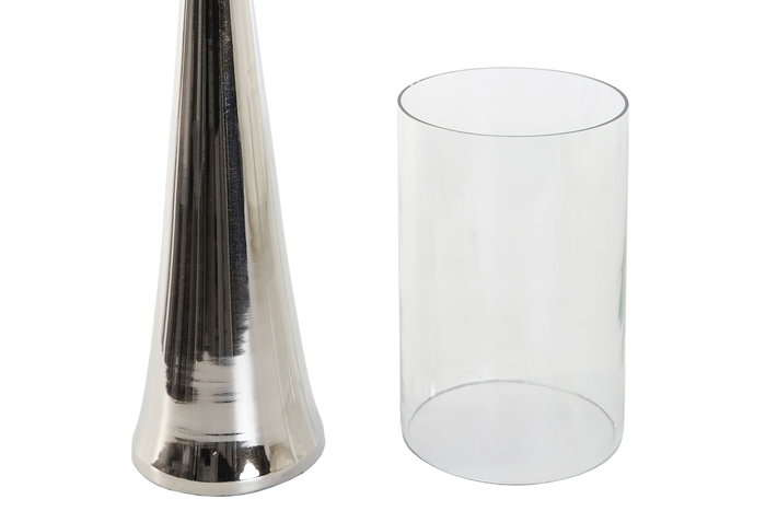 DKD Home Decor Portavela Plateado Aluminio Cristal 14 x 48 x 14 cm