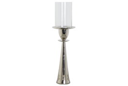 DKD Home Decor Portavela Plateado Aluminio Cristal 14 x 48 x 14 cm