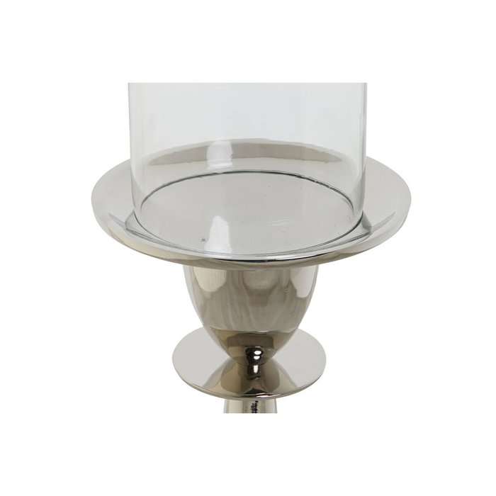 DKD Home Decor Portavelas de Aluminio y Cristal Cromado 14x14x48 cm
