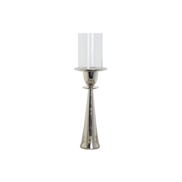 DKD Home Decor Portavelas de Aluminio y Cristal Cromado 14x14x48 cm