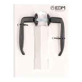 Edm Juego de Manillas 232 para Puerta Metálica 25 - 38 mm Aluminio Negro