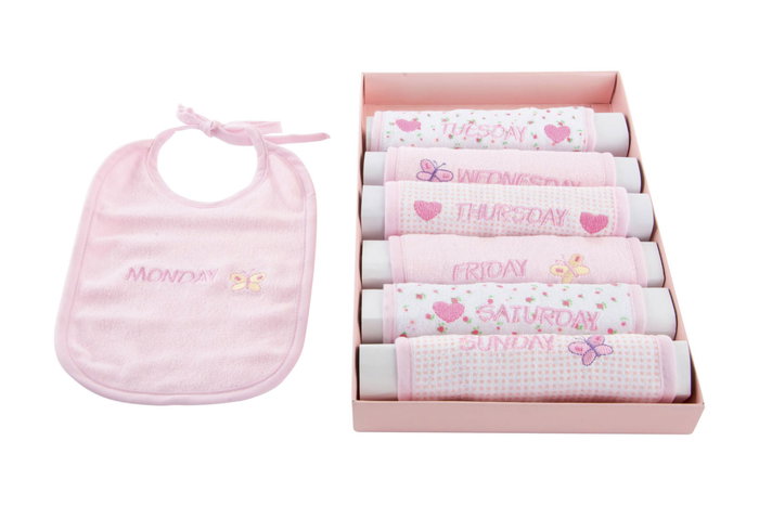 DKD Home Decor Babero Baby Azul Rosa 29 x 3 x 19 cm Set de 7 Algodón
