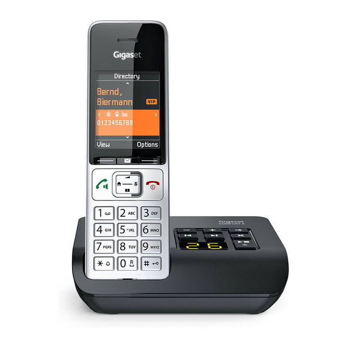 Gigaset Comfort 500A Teléfono Inalámbrico con Contestador, Altavoz y Pantalla TFT Color de 5.8 cm (2.2") - Negro / Plata