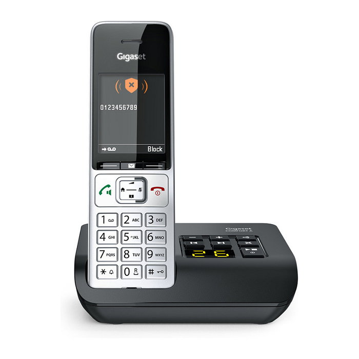 Gigaset Comfort 500A Teléfono Inalámbrico con Contestador, Altavoz y Pantalla TFT Color de 5.8 cm (2.2") - Negro / Plata