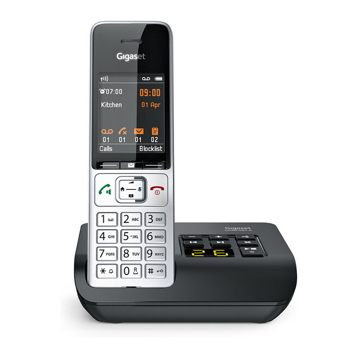 Gigaset Comfort 500A Teléfono Inalámbrico con Contestador, Altavoz y Pantalla TFT Color de 5.8 cm (2.2") - Negro / Plata