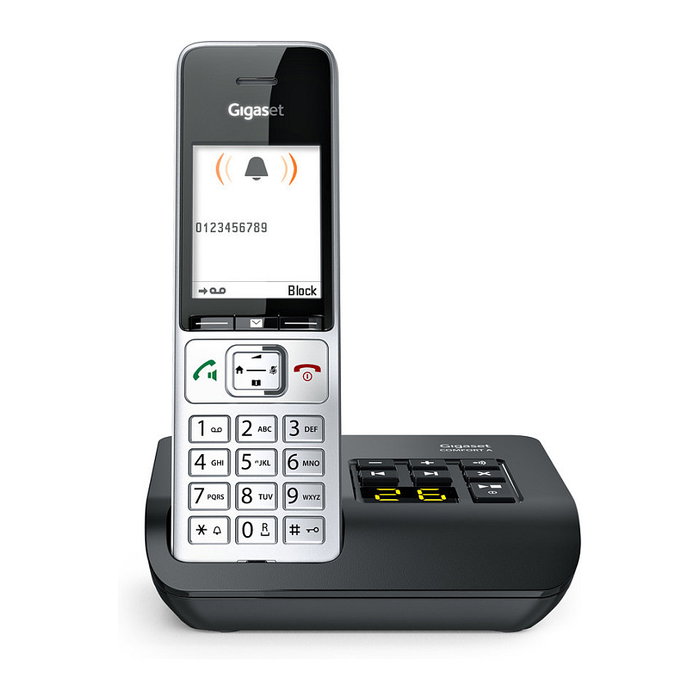 Gigaset Comfort 500A Teléfono Inalámbrico con Contestador, Altavoz y Pantalla TFT Color de 5.8 cm (2.2") - Negro / Plata