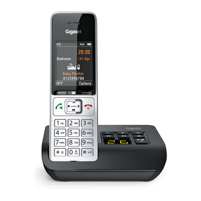 Gigaset Comfort 500A Teléfono Inalámbrico con Contestador, Altavoz y Pantalla TFT Color de 5.8 cm (2.2") - Negro / Plata