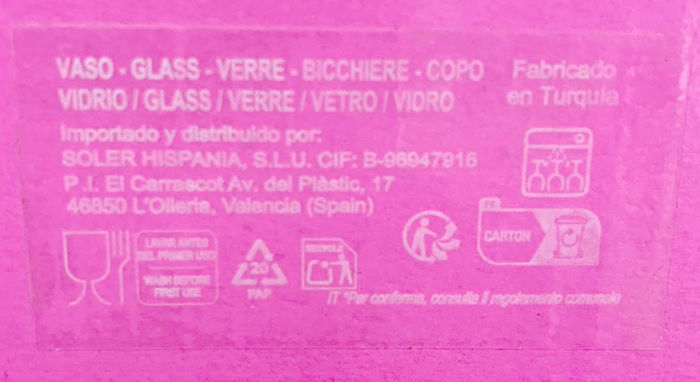 LAV Set 6 Vasos Zoey 480 cc (4 Cajas)