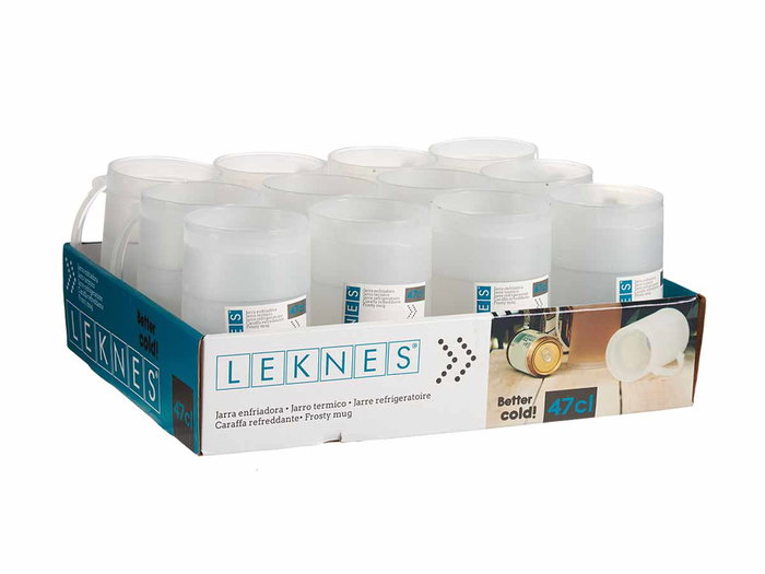 Leknes Jarra Enfriadora Transparente 473 ml, de Plástico Polipropileno, apta para Lavavajillas, Dimensiones 11x14.5x8 cm (Set de 24)