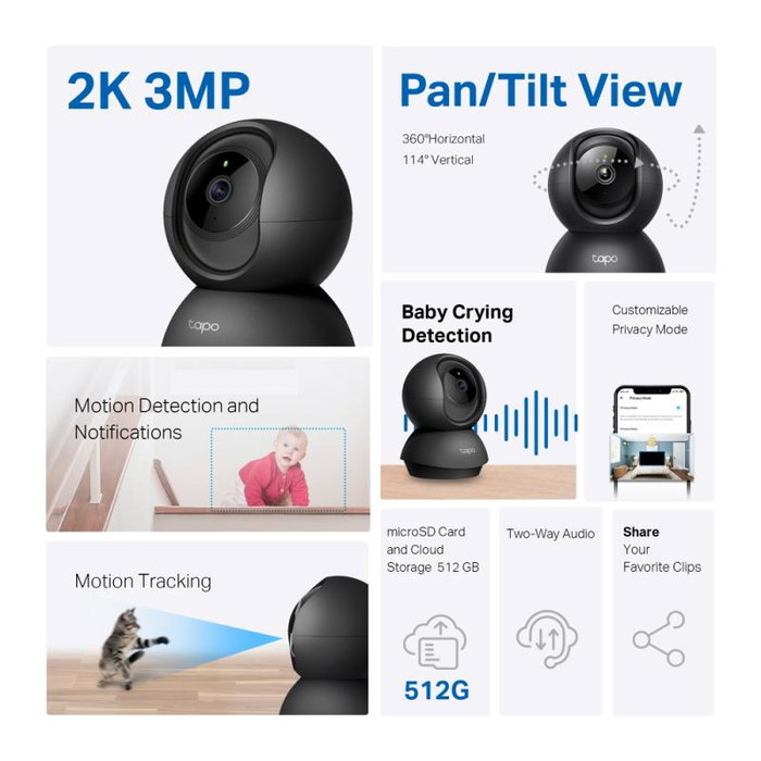 TP-Link Tapo C211 Cámara IP de Seguridad WiFi para Interior, TAPO C211