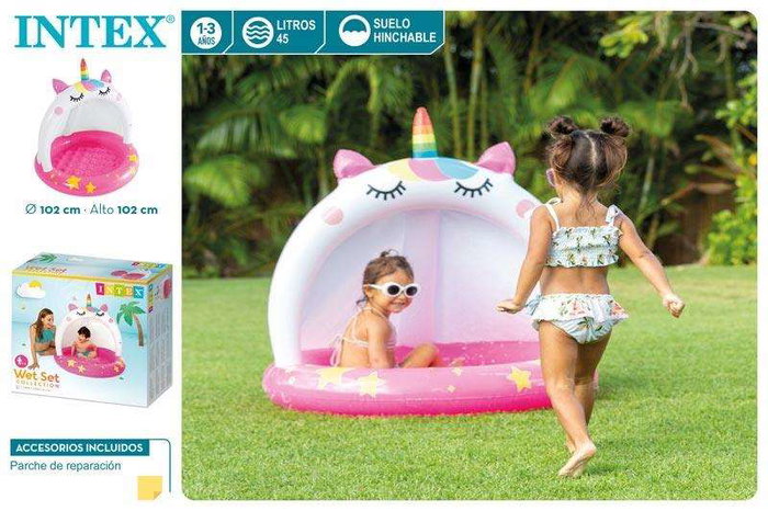 Piscina hinchable gaticornio 102x102 cm (1-3 años)