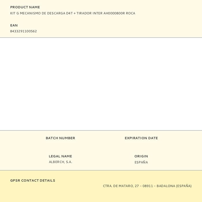 Roca AH0000800R Kit G Mecanismo de Descarga D4T + Tirador Inter, Descarga Star-Stop