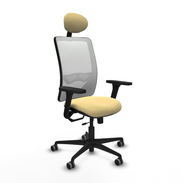 PIQUERAS Y CRESPO Silla de oficina Zulema con mecanismo Sincro/Traslack, Similpiel Crema y Malla Blanco PIQUERAS Y CRESPO Silla de oficina Zulema con mecanismo Sincro/Traslack, Similpiel Crema y Malla Blanco