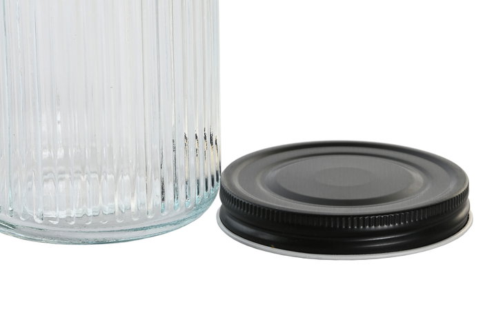DKD Home Decor Set de 4 Botes de Cristal y Metal de 1000 ml