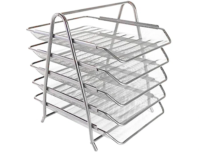 Q-connect KF18476 Bandeja sobremesa metálica rejilla plata 5 bandejas movibles 350x275x375 mm