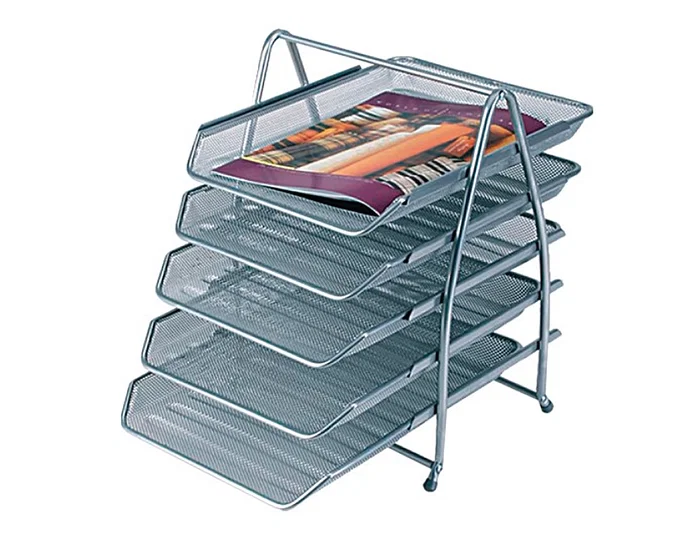 Q-connect KF18476 Bandeja sobremesa metálica rejilla plata 5 bandejas movibles 350x275x375 mm