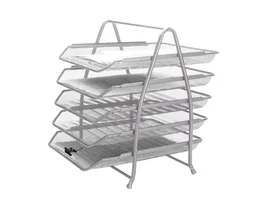 Q-connect KF18476 Bandeja sobremesa metálica rejilla plata 5 bandejas movibles 350x275x375 mm