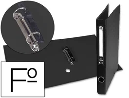 Liderpapel Carpeta de 2 anillas 25mm Folio Forrado Papercoat con Ollao y Tarjetero Negro