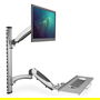 Digitus DA-90354 Soporte de Pared para Monitor 17 a 27 Pulgadas y Teclado, Sostiene Hasta 8 kg, Ajuste en Altura, Inclinacion 0-90 Grados, Color Plata