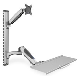 Digitus DA-90354 Soporte de Pared para 1 Monitor con Portateclado, Extensión 69 cm, Compatible hasta 27" y 8 kg